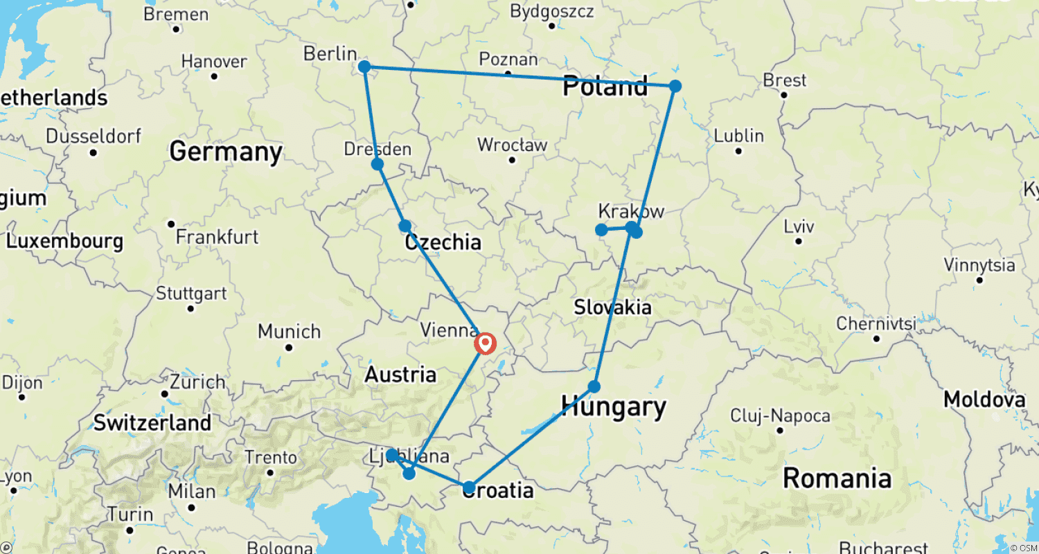 خريطة مسار Highlights of Eastern Europe