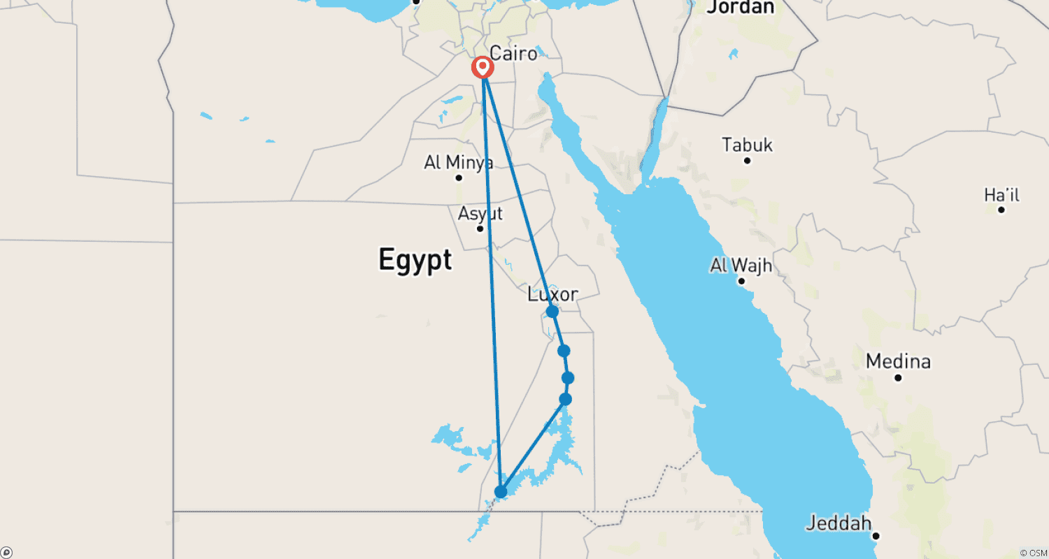 خريطة مسار الأهرامات والنيل جوًا