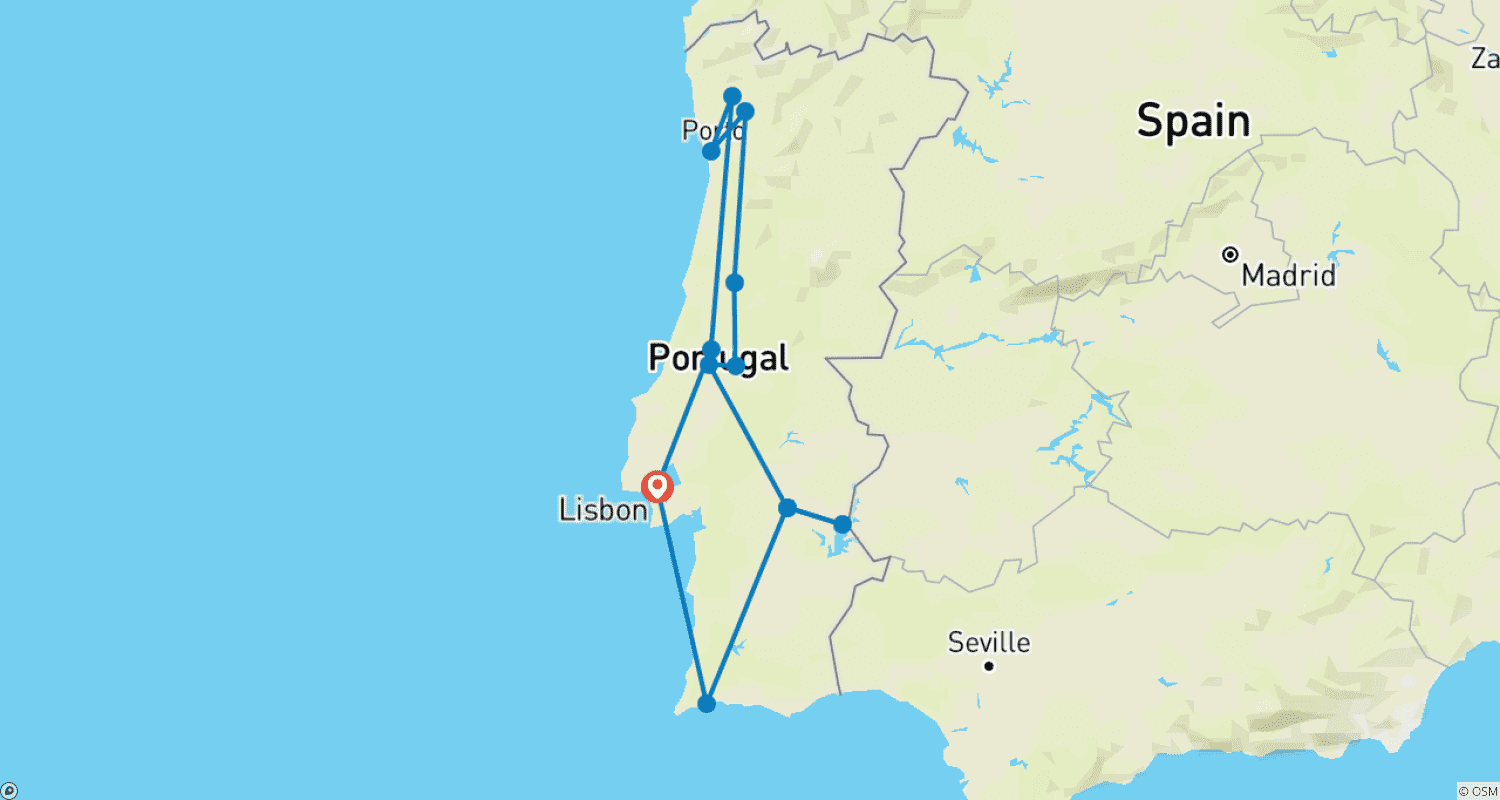 Mapa trasy: Wiejskie Drogi Portugalii (Klasyczna, Lato)