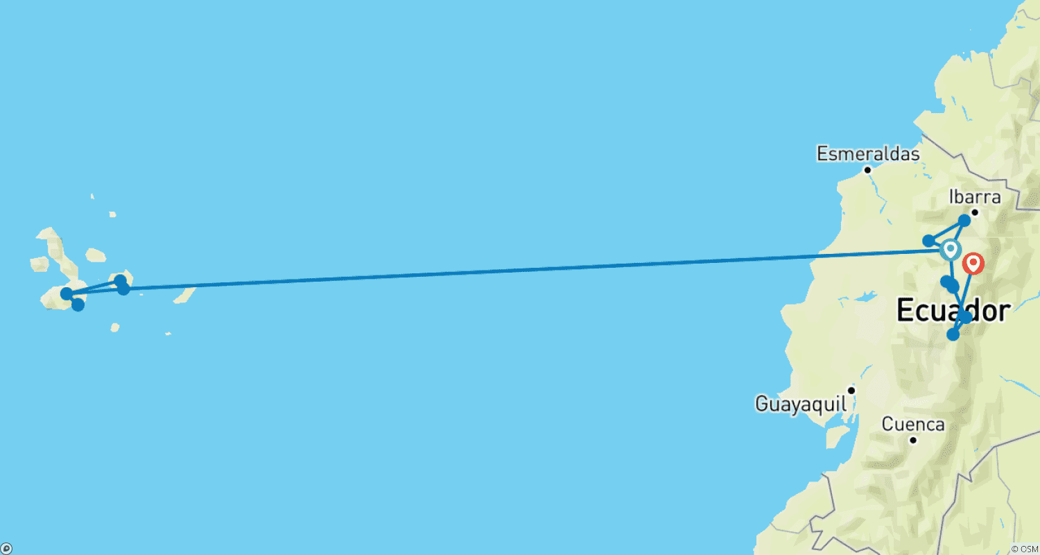 Mapa trasy: To, co najlepsze w Ekwadorze i na Galapagos