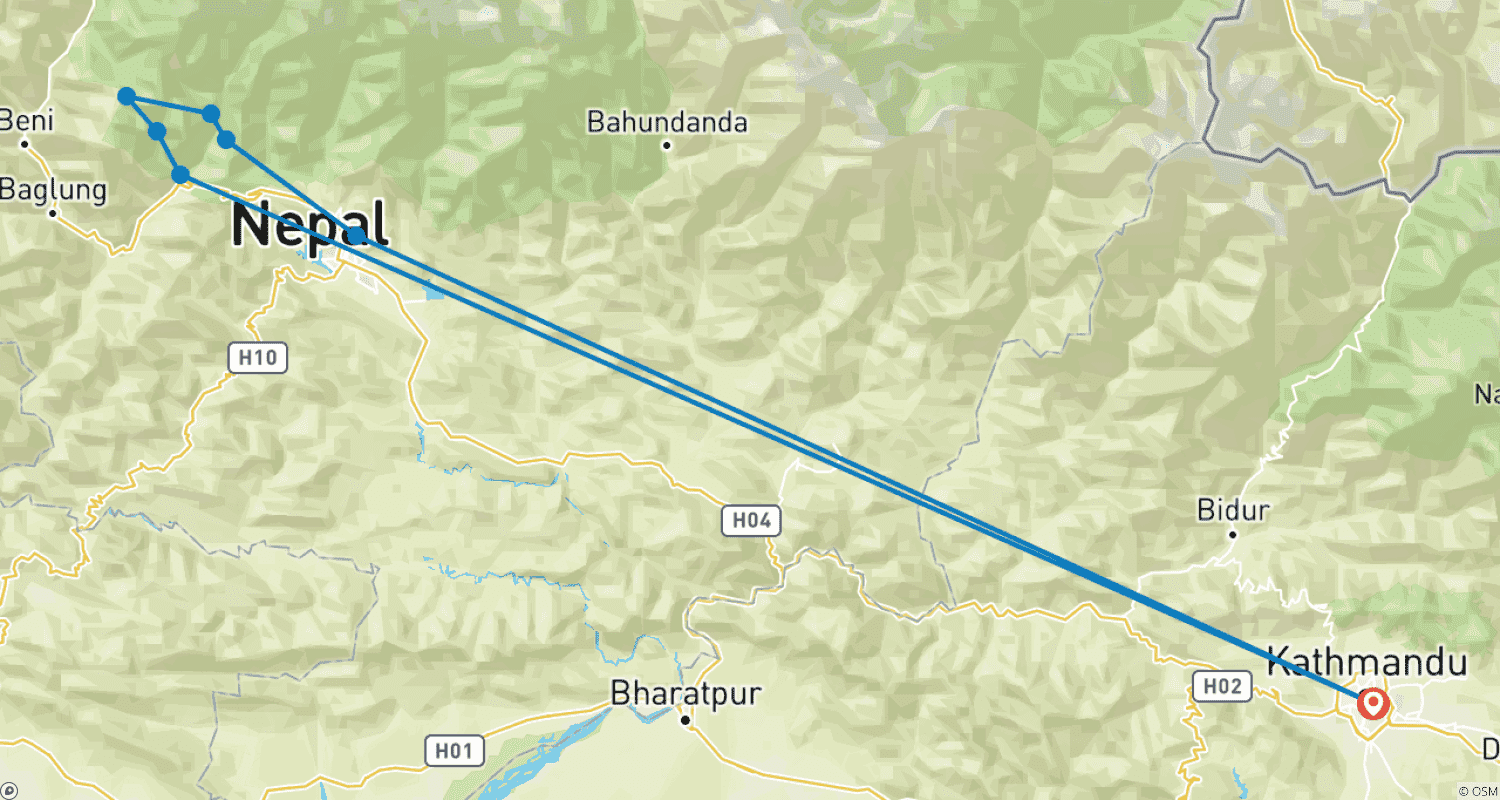 Mapa trasy: Odkrycie Annapurny