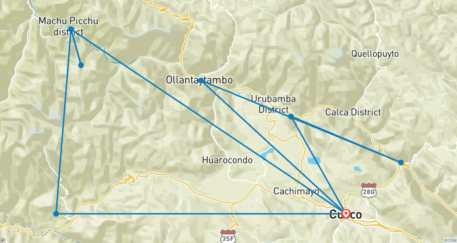 Mapa do percurso de O Melhor de Machu Picchu