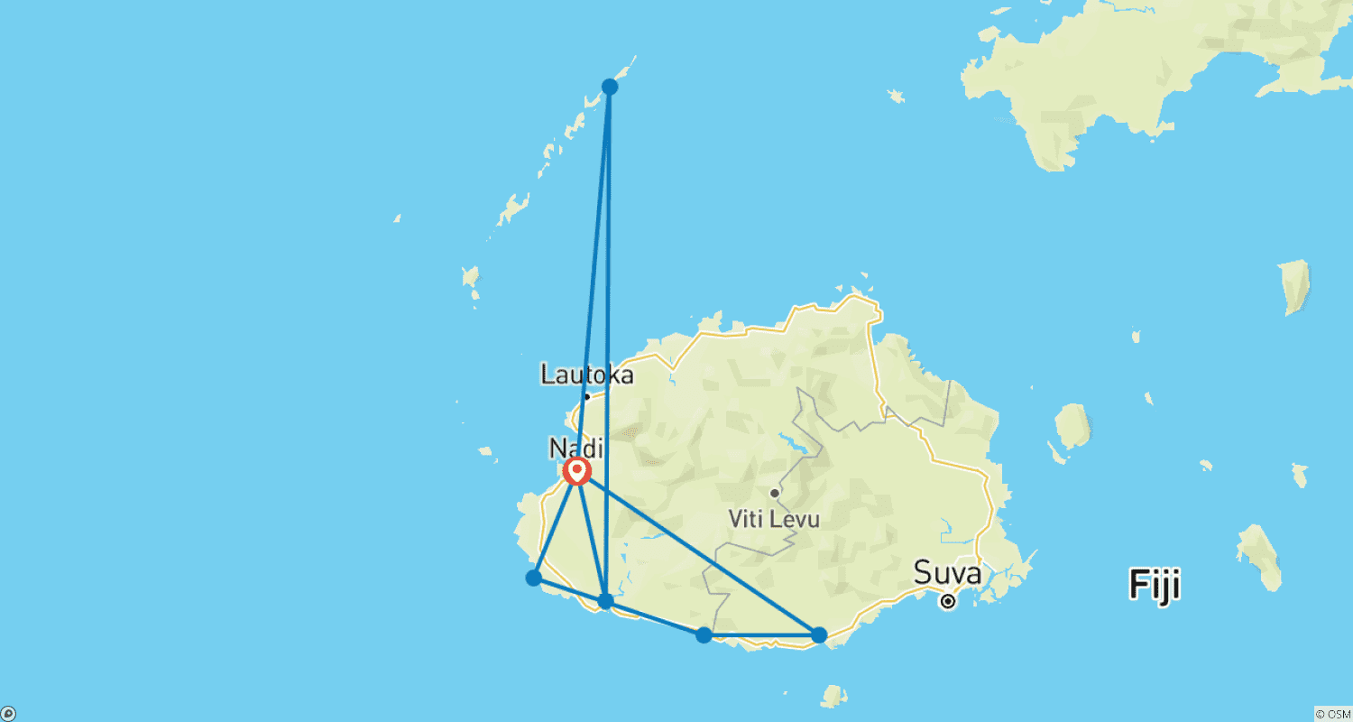 Mapa do percurso de Feejee Five - 11 dias/10 noites