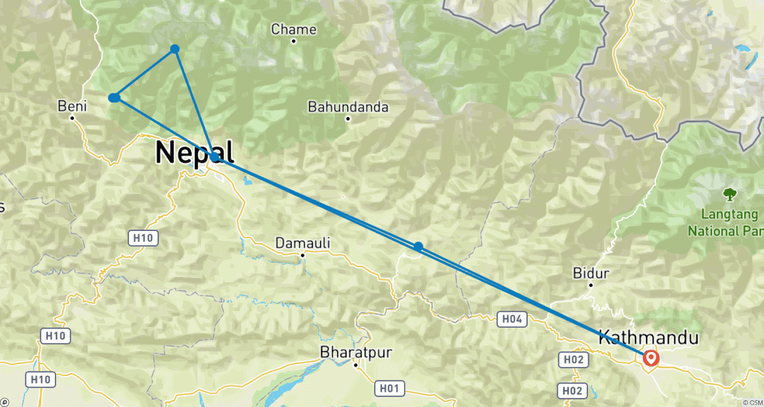 Mapa trasy: Program odbudowy Nepalu i trekkingu w Annapurnie
