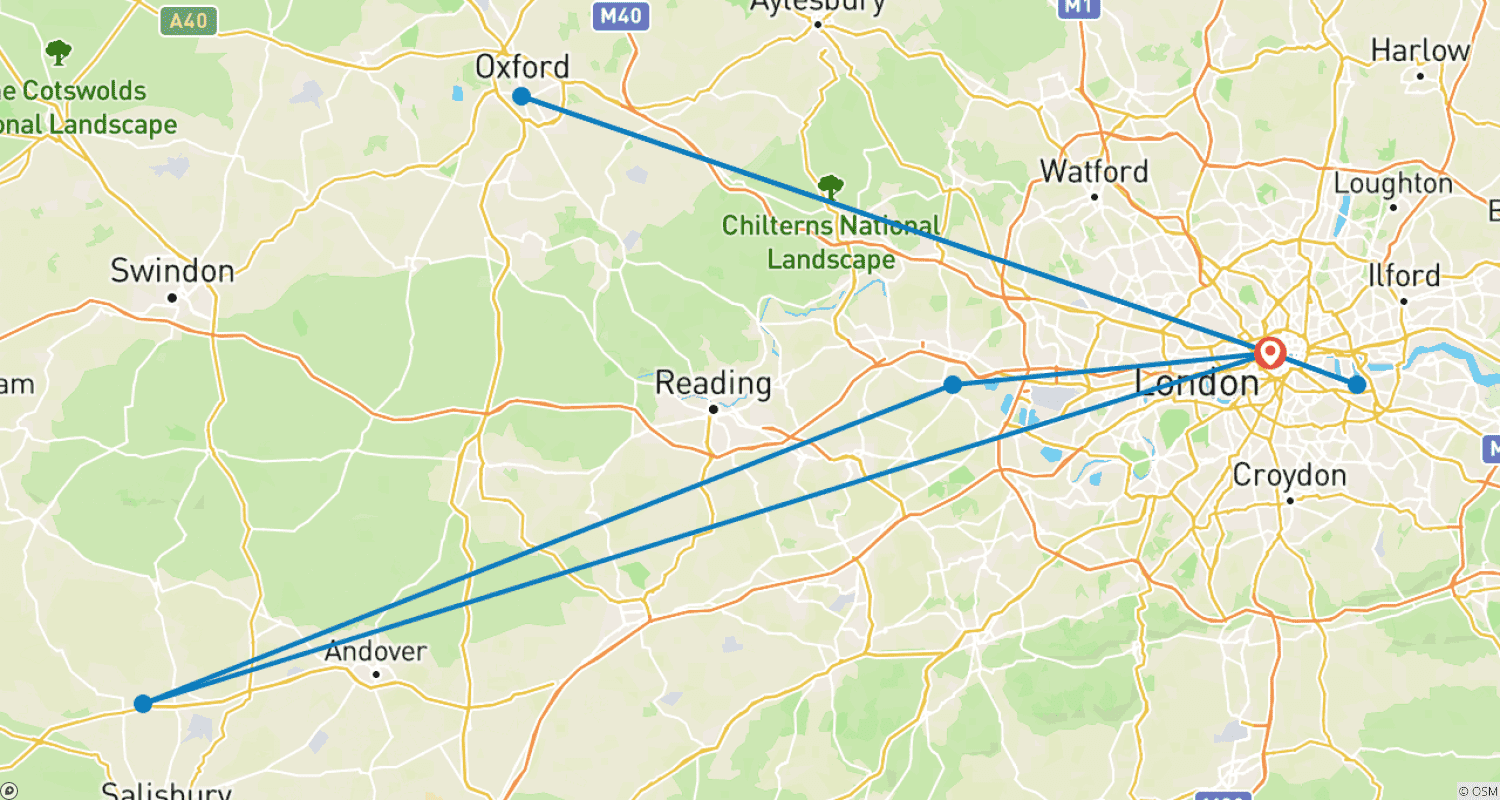 Mapa do percurso de Explorador de Londres