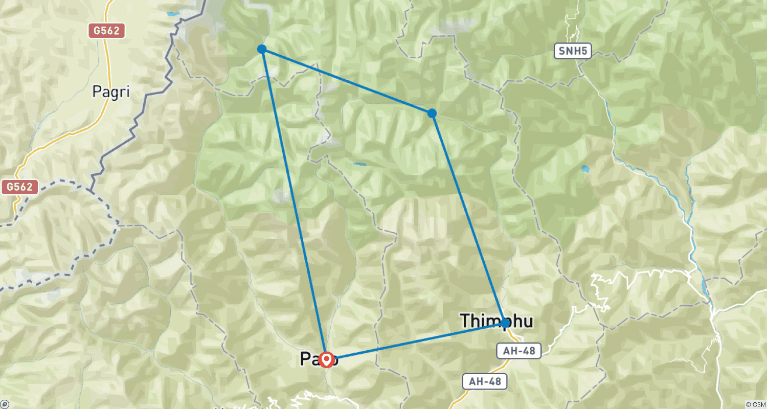 Mapa trasy: Święta Chomolhari - (PRYWATNA WYCIECZKA)