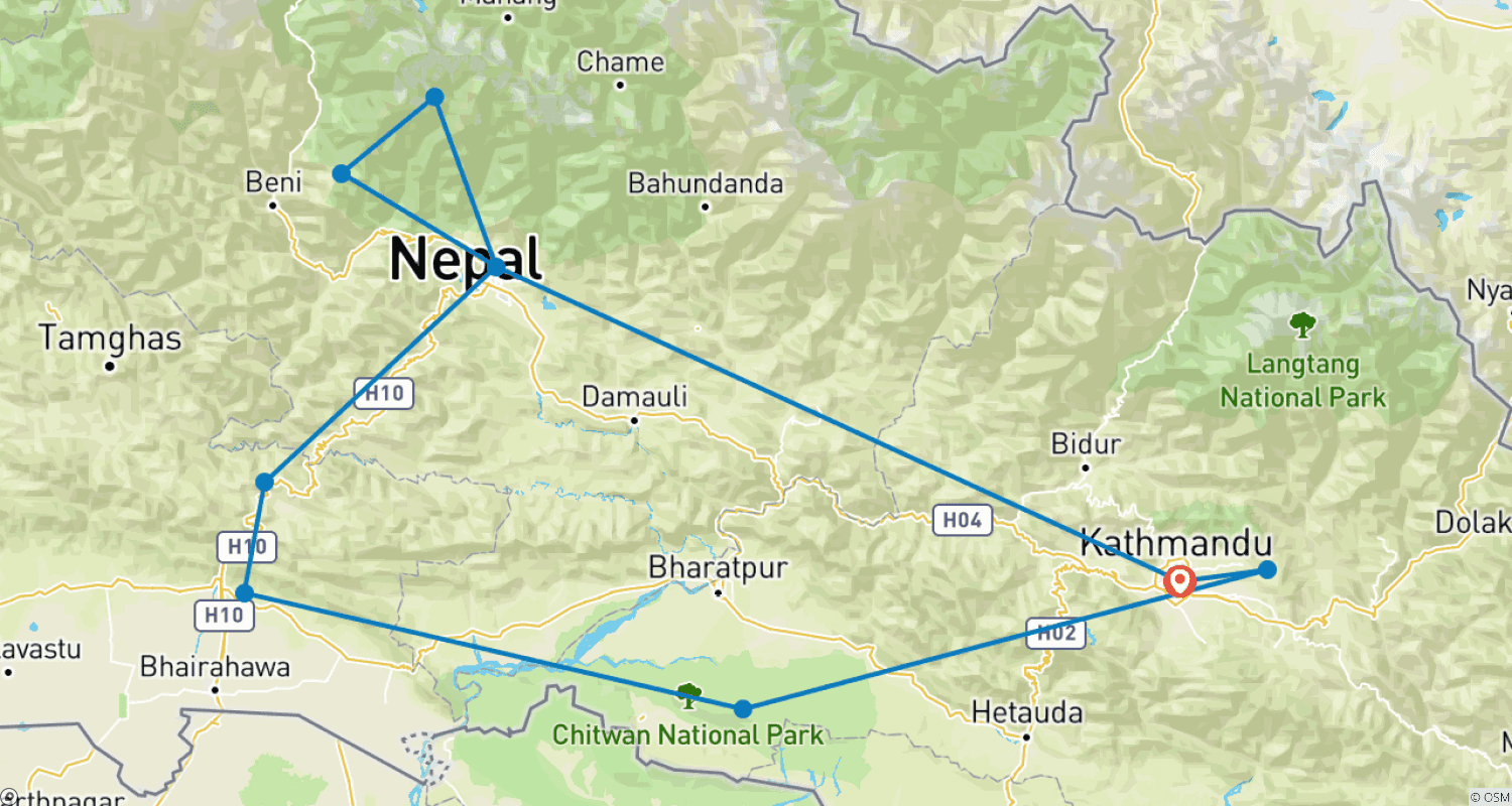 Mapa trasy: Poznaj Nepal