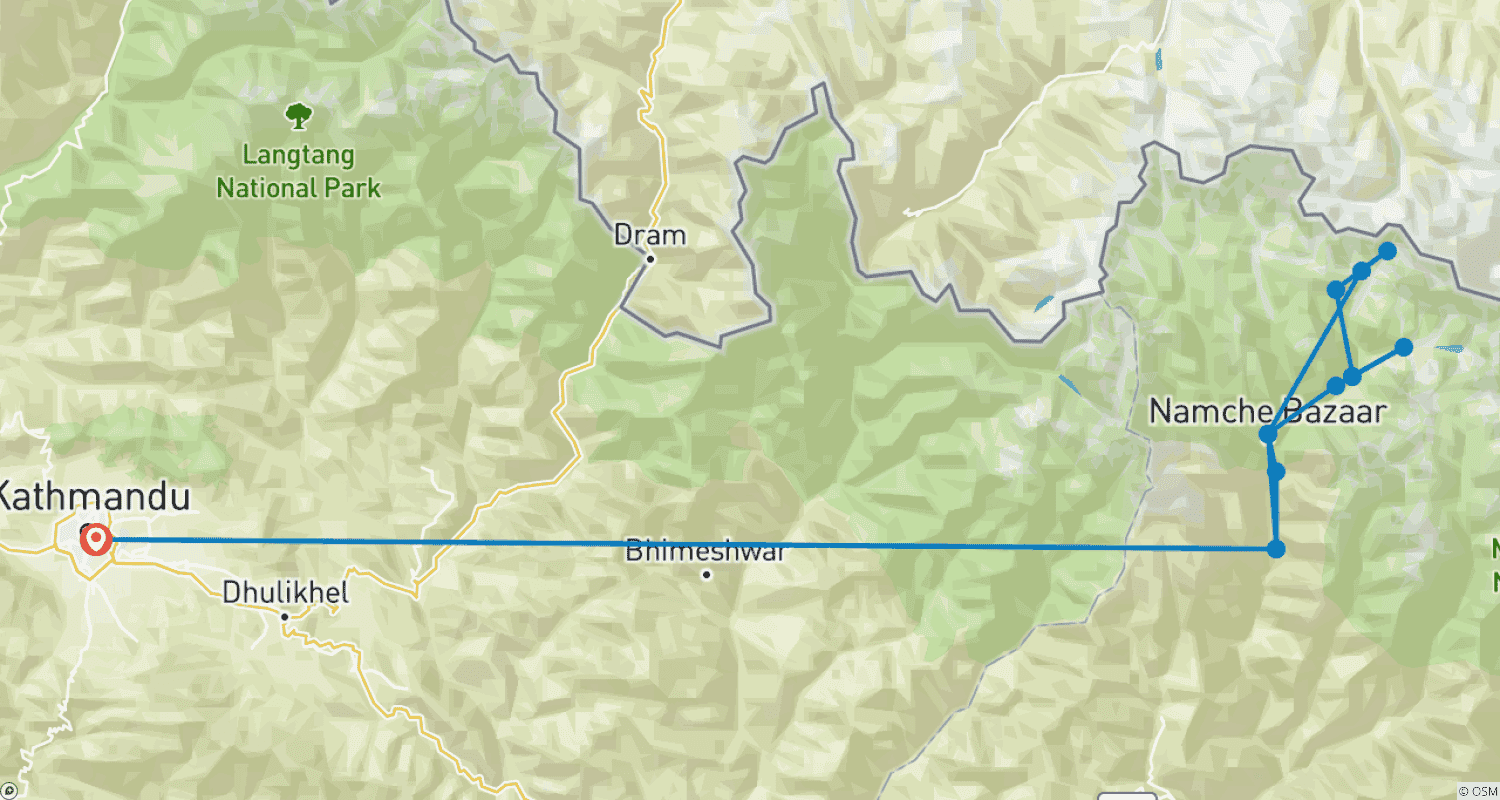 Mapa trasy: Luksusowy Trekking do Bazy pod Everestem