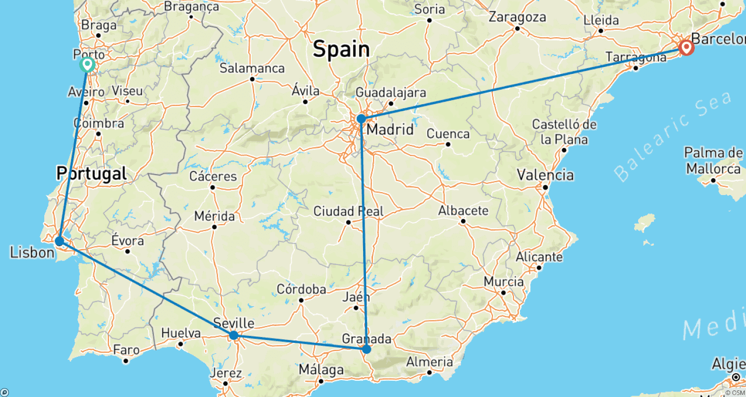 Mapa do percurso de Spain & Portugal: Tapas & Traditions