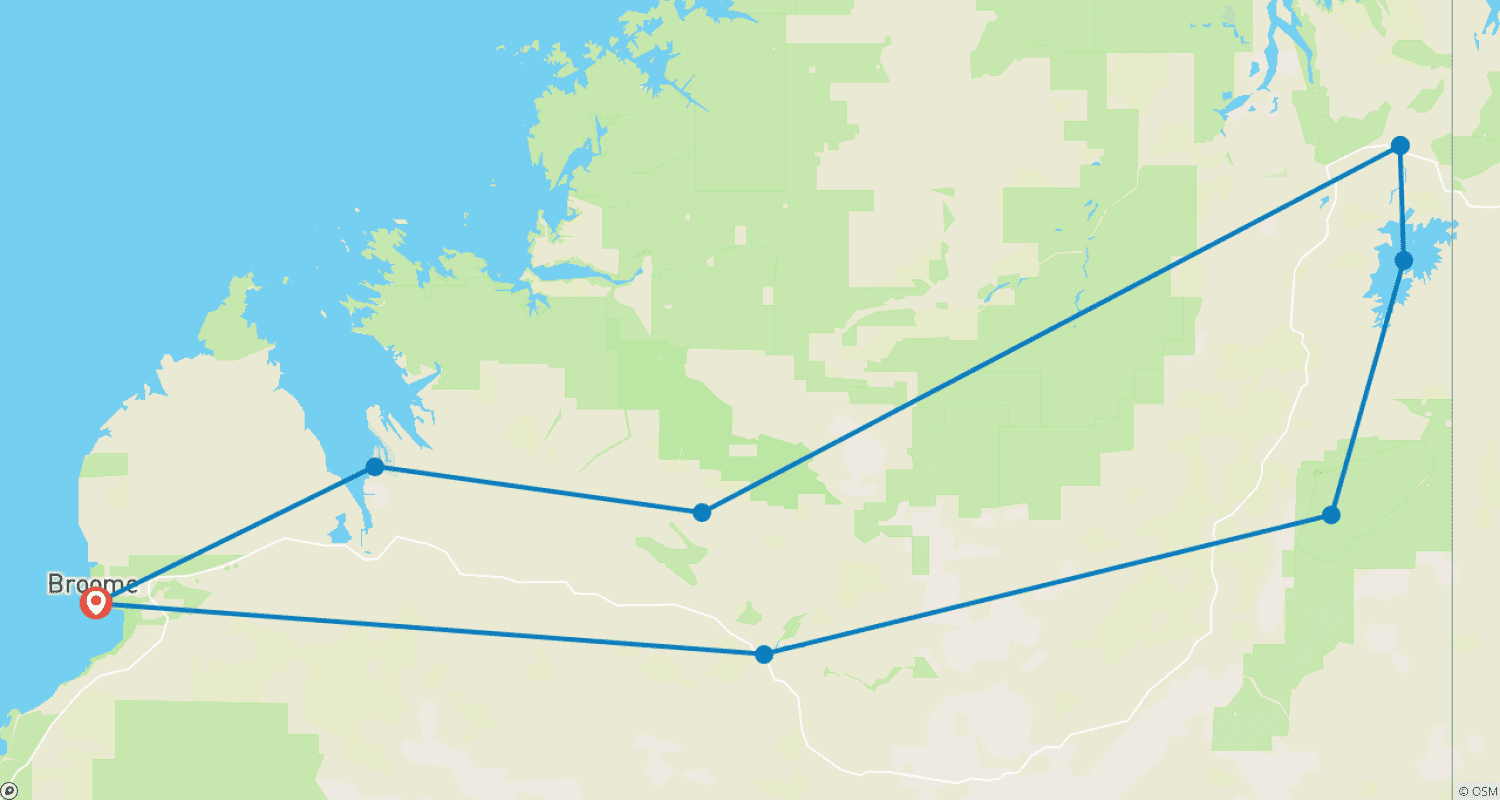 Mapa trasy: Dzikie Overland Kimberley