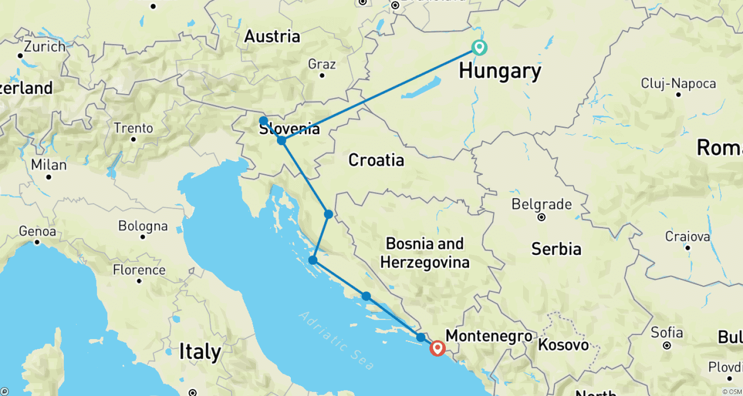 Mapa trasy: Wyprawa na Bałkany