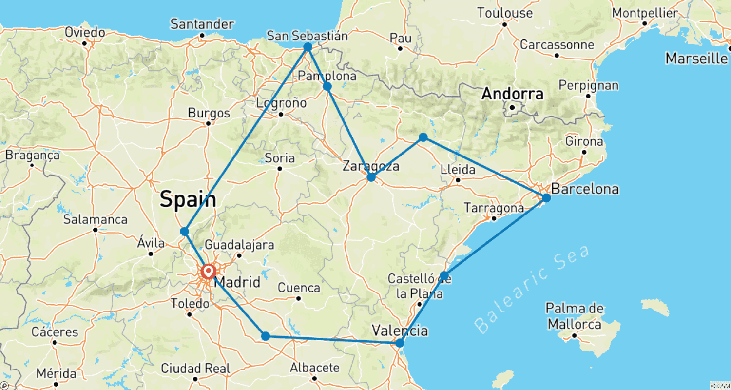 Mapa trasy: Smaki Hiszpanii