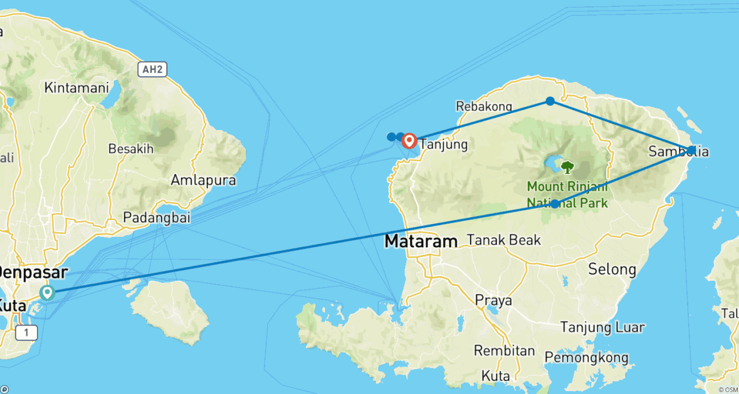 Mapa trasy: Poznaj Lombok
