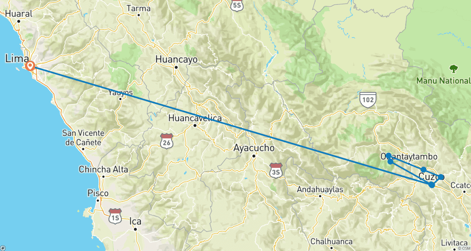Mapa trasy: Ucieczka do Peru