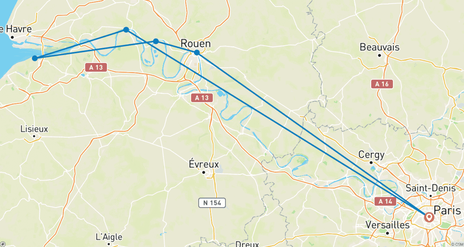 Mapa do percurso de Ano Novo Parisiense no Sena