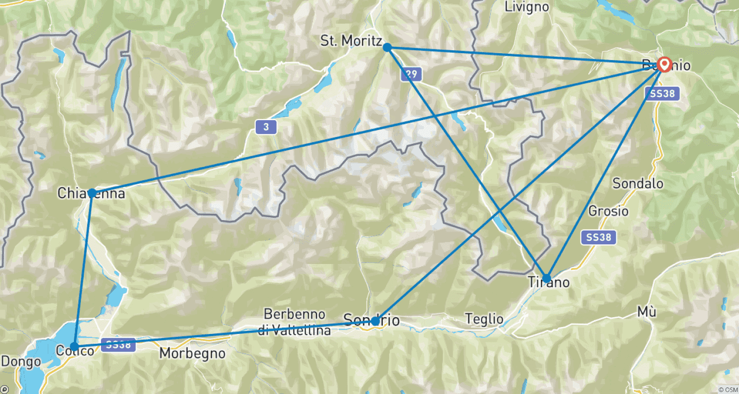 Mapa do percurso de Grandes Alpes - Passeio de Bicicleta de Luxo/Pequeno Grupo