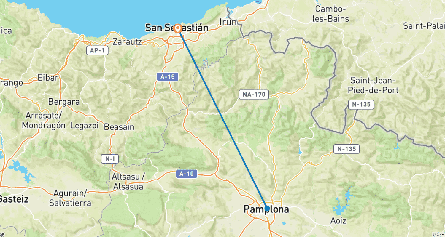 Mapa do percurso de San Fermin Corrida de Touros: Pacote de Fim de Semana de San Sebastian