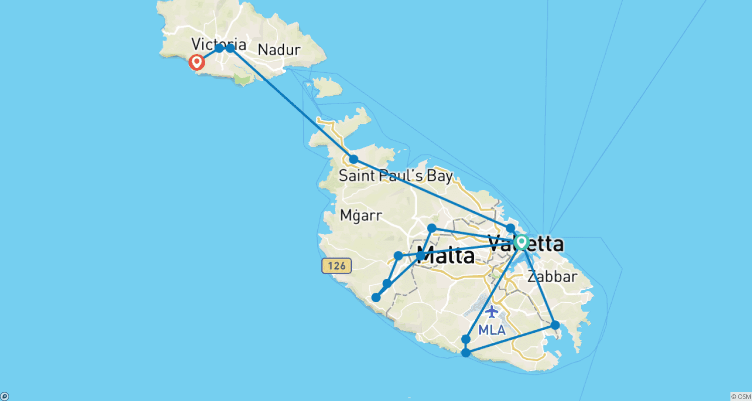 Mapa trasy: Malta Experience 7D/6N