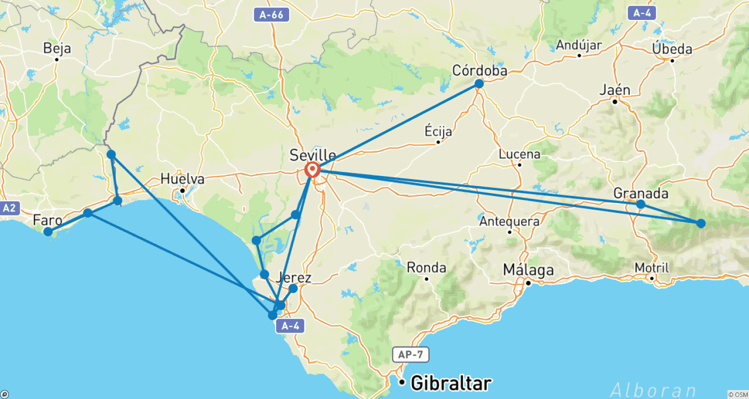Mapa do percurso de Paisagens e culturas encantadoras em Espanha e Portugal (cruzeiro de porto a porto)