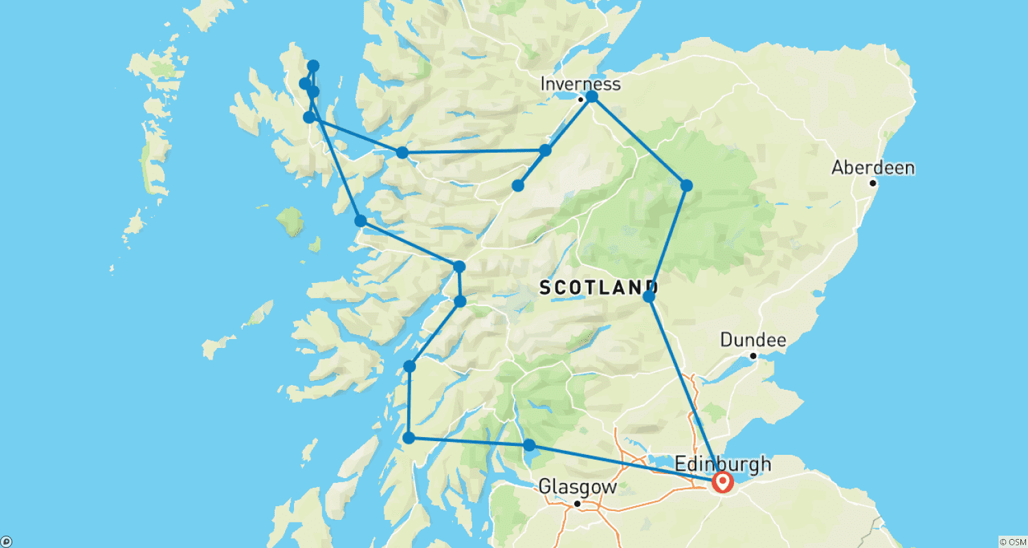 خريطة مسار اختيار اسكتلندا من Highland Experience