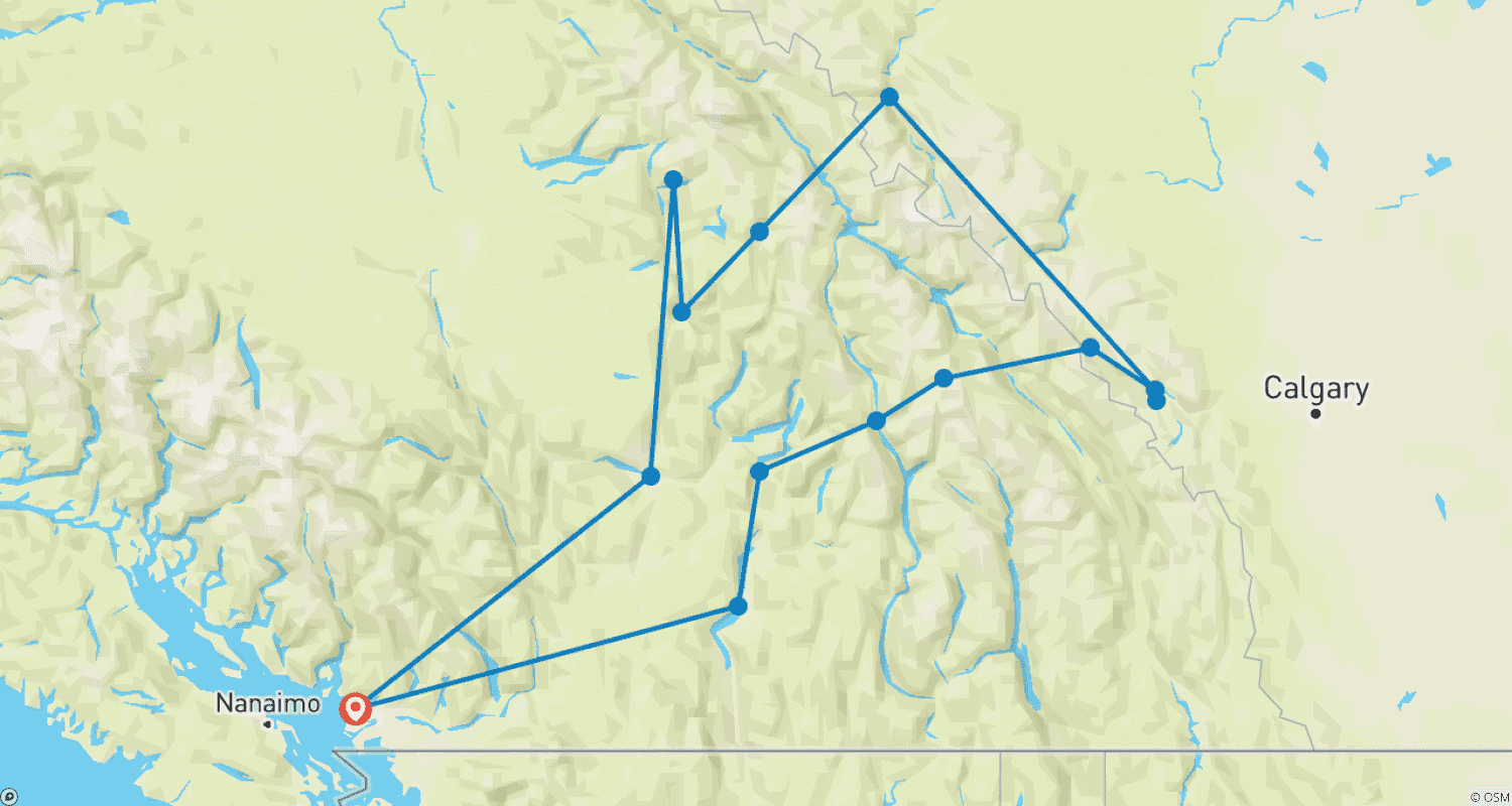 Mapa trasy: Premium Tour po Górach Skalistych z Vancouver