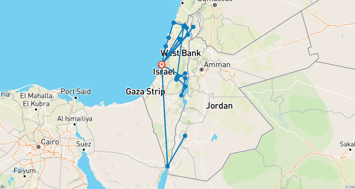 Mapa trasy: Izrael 10 dni z Petrą