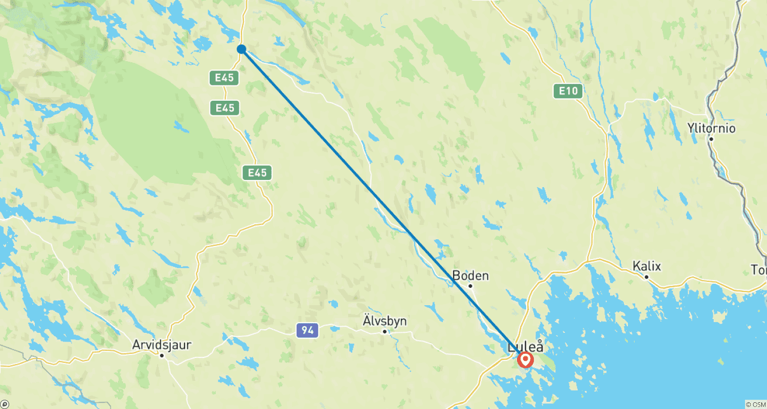 Mapa trasy: Zimowa podróż po dzikiej Laponii, 7 nocy