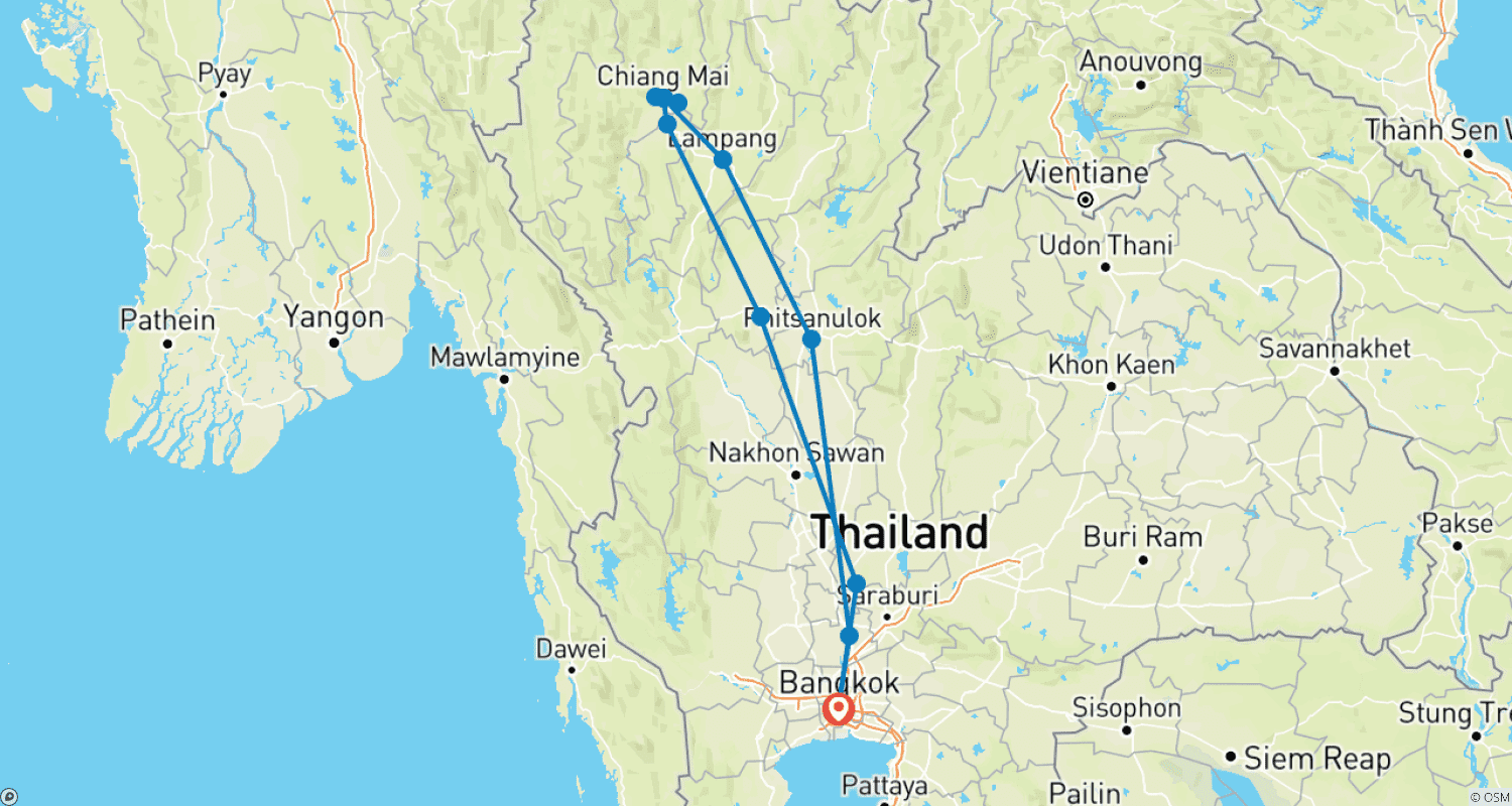 シアムのトレイルと秘宝 小グループツアーのルートマップ
