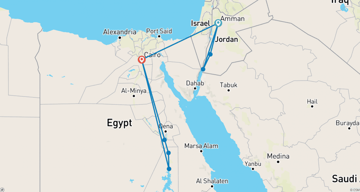 خريطة مسار أفضل ما في الأردن ومصر