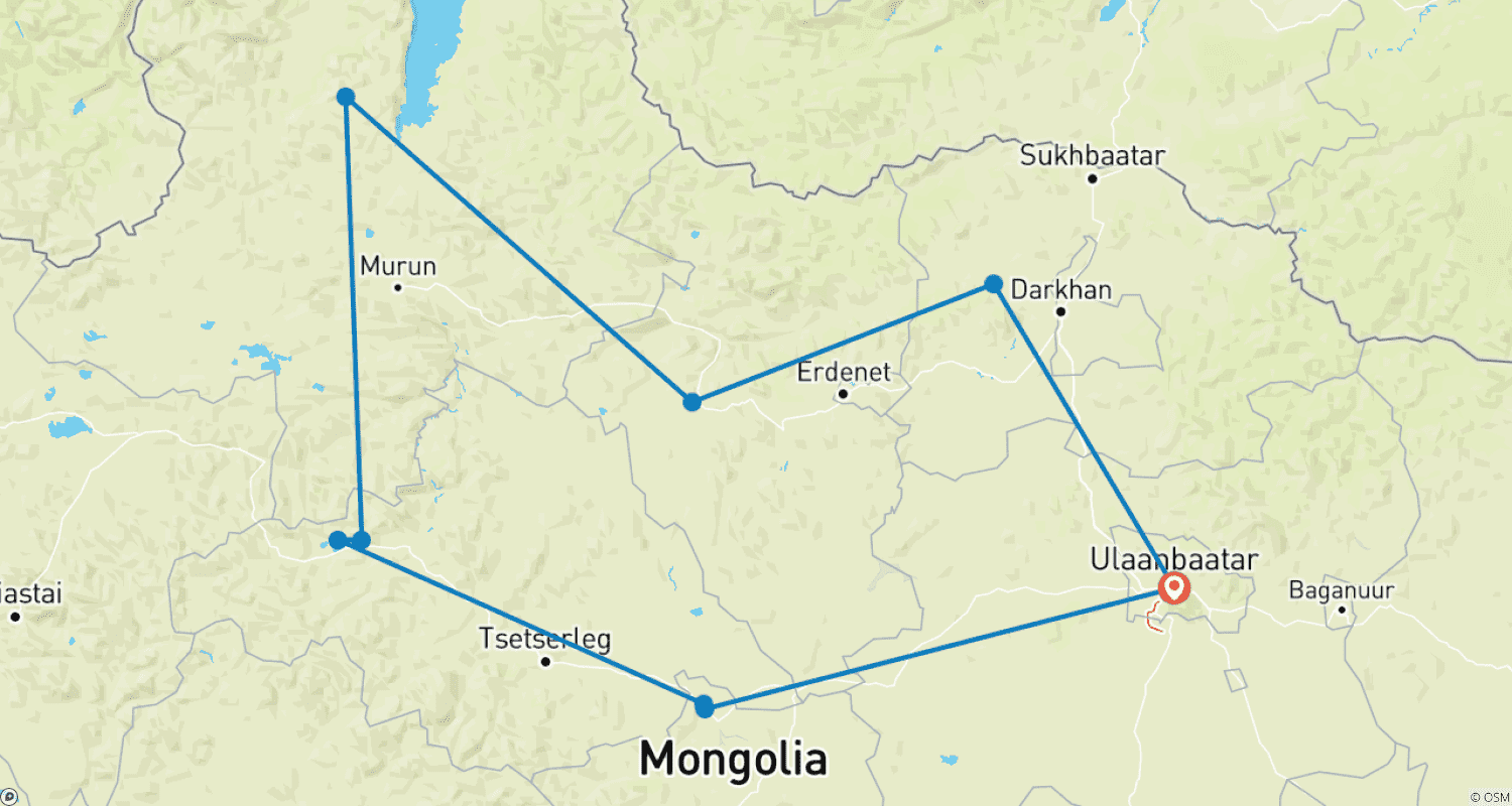 Mapa trasy: Niebieska Perła Mongolii
