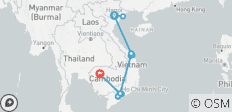  Vietnam and Cambodia - 12 Days. Departure every Monday from Hanoi - 17 destinations 