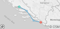  Kreuzfahrt von Split nach Dubrovnik (einfache Fahrt) 4 Tage- A-Kategorie über Deck, 20-39 Personen - 4 Destinationen 
