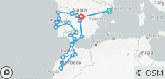  Forfait spécial au départ de Barcelone avec le Portugal, l\'Andalousie et le Maroc - 22 jours - 26 destinations 