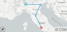  Milaan, Venetië, Florence en Rome met een begeleide kleine groep per trein. - 4 bestemmingen 
