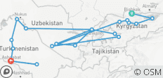  Bischkek nach Ashgabat (20 Destinationen) - 20 Destinationen 