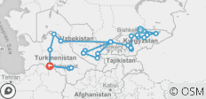  Bischkek nach Ashgabat - 25 Destinationen 