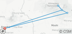  5 jours sur la route Marangu du Kilimandjaro (route Coca-Cola) - 6 destinations 