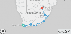  Cape Town to Johannesburg adventure via the Wild Coast - 14 destinations 
