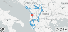  Rundreise durch Albanien, Montenegro, Kosovo und Nord-Mazedonien (15 Tagen) - 26 Destinationen 