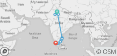  Goldenes Dreieck Rundreise mit Südindien und Backwaters - 16 Tage - 12 Destinationen 