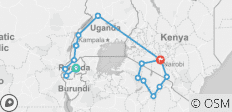  25 DAGEN - EXPLORE EAST AFRICA WILDLIFE SAFARI EN GORILLAR/ CHIMPANZEE TREKKING (Rwanda, Oeganda, Tanzania en Kenia) - 16 bestemmingen 