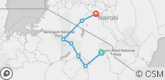  Serengeti bis Masai Mara Safari Rundreise (halb Camping, halb Lodges/Hotel/Zelt-Camps, inkl. Halbpension) - 10 Tage - 7 Destinationen 