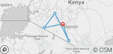  Masai Mara - Nakuru - Amboseli 4x4 Jeep Privatsafari 6 Tage - 5 Destinationen 