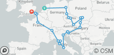  Parcours européen (standard, été (jusqu\'à mars 27), départ d\'Amsterdam, classique) - 25 destinations 