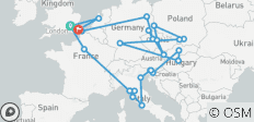  Parcours européen (standard, été (jusqu\'à mars 27), départ d\'Amsterdam, classique) - 28 destinations 