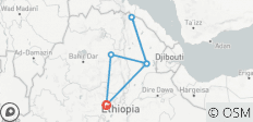  Rundreise Äthiopien: Lalibela, Danakil Senke, Dallol &amp; Vulkan Eartal\'e (ab/bis Addis Abeba, All Inclusive) - 7 Tage - 7 Destinationen 