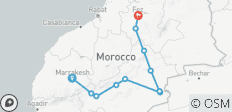  Marrakech to Fes 3-Day Sahara Desert Tour with Camel Trek - 11 destinations 