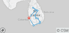  Sri Lanka rondreizen (8 Dagen, 7 Nachten) met privé-chauffeur, voertuig en H/B accommodatie - 14 bestemmingen 
