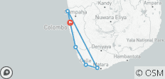  Sri Lanka-Reiseroute - Private Rundreise (5 Tage) - 6 Destinationen 