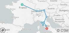  Route vers Rome - classique, départ de Paris, 12 jours - 9 destinations 